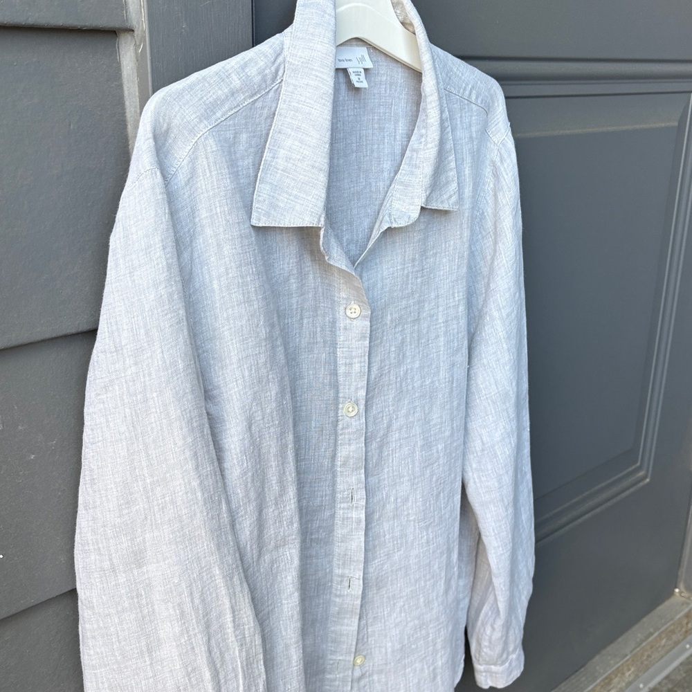 J. Jill Light Gray Linen Shirt - Picture 4 of 7
